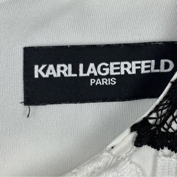 Karl Lagerfeld Fitted Lace Blouse in Black and White - Picture 7 of 13